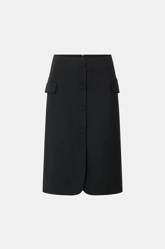 Black Tailored Midi Skirt