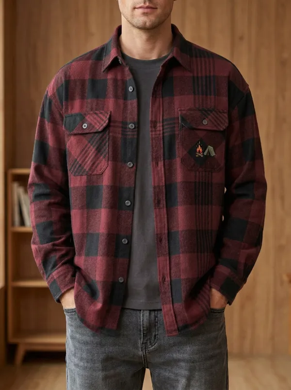 Campfire Tent Plaid Button Front Shirt
