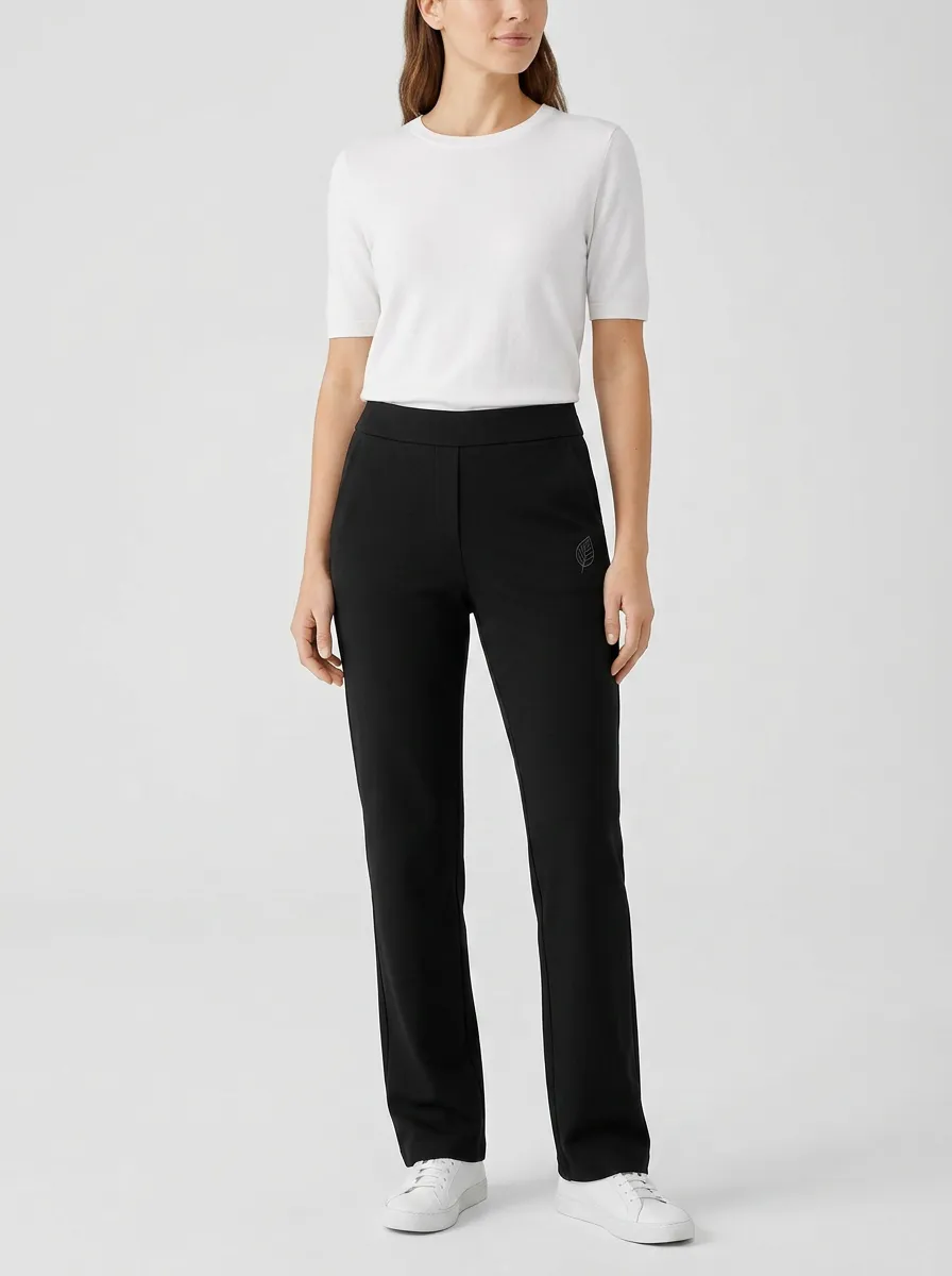 Women's Classic Weekend Leaf Logo Printed Mid Rise Straight Leg Pants