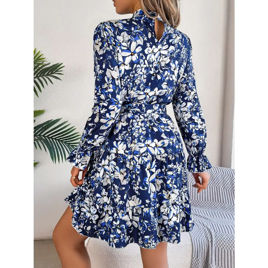 Soft Everyday Mock Neck Flounce Sleeve Mini Dress