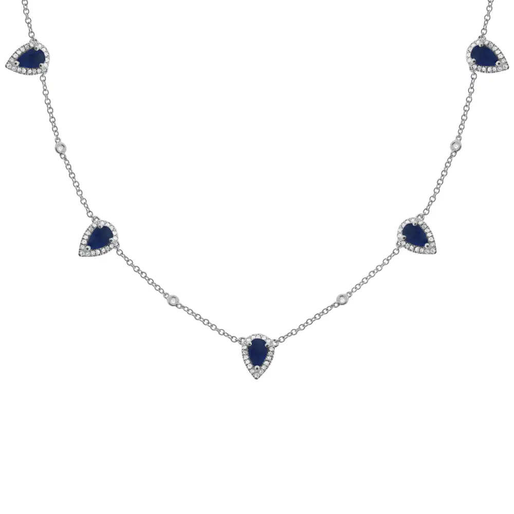 Clean Line Diamond Sapphire Necklace