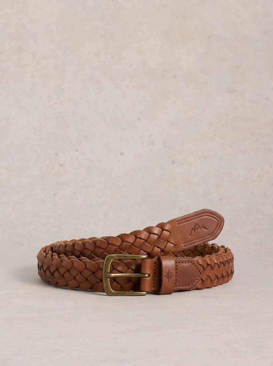 Men's Mountain Braided Leather Embossed Belt