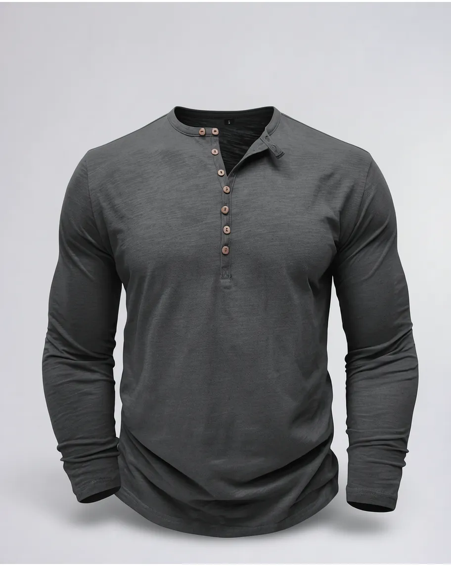 Classic Long Sleeve Henley Shirt