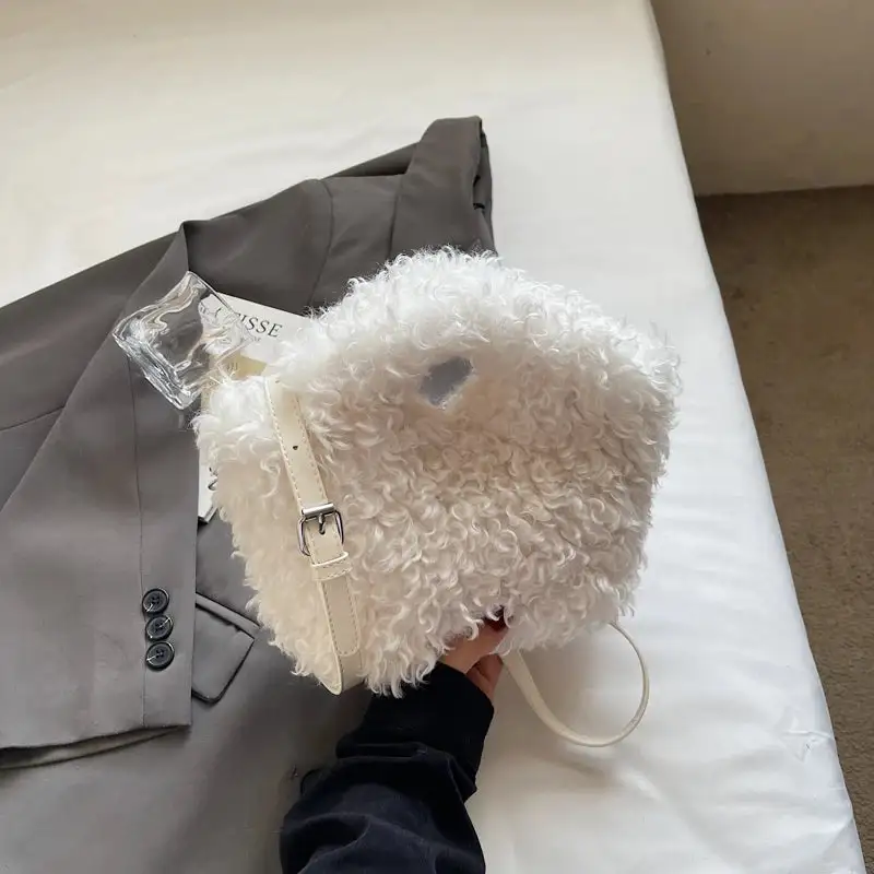 Playful Accent: Furry Ball Mini Crossbody Bag