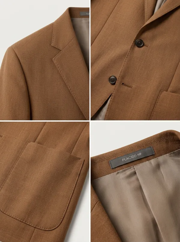 Men's Business Casual Brown Solid Color Tailored Blazer Jacket