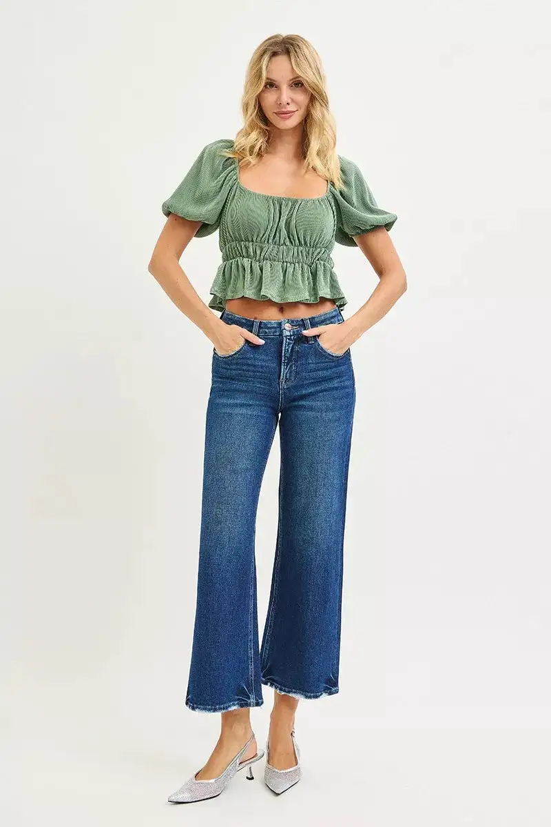 High Waist Wide Leg Stretch Denim Jeans