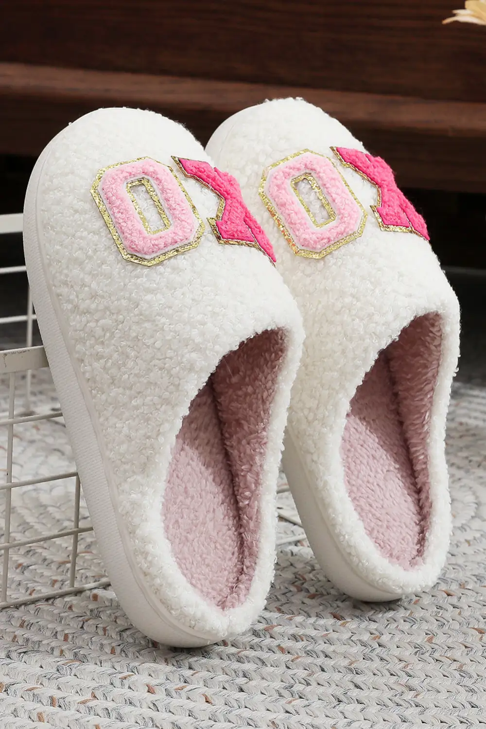 Glitter Letter Plush House Slippers
