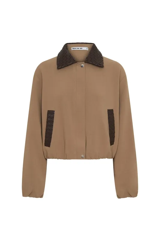 Tan Braided-Collar Jacket