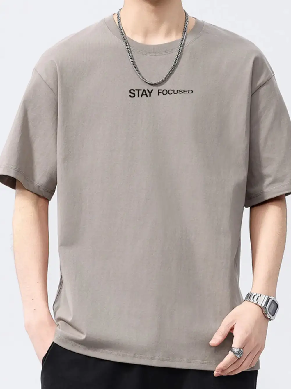 Letter Round-Neck Short-Sleeve T-Shirt