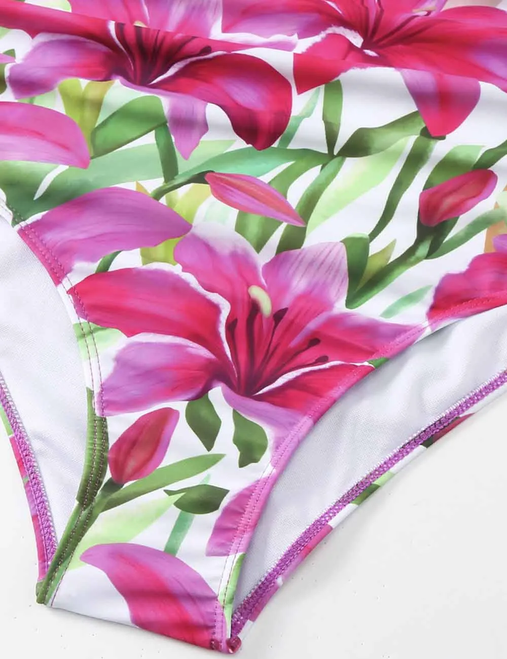String Tie Floral Print One Piece Swimwear with Sarong