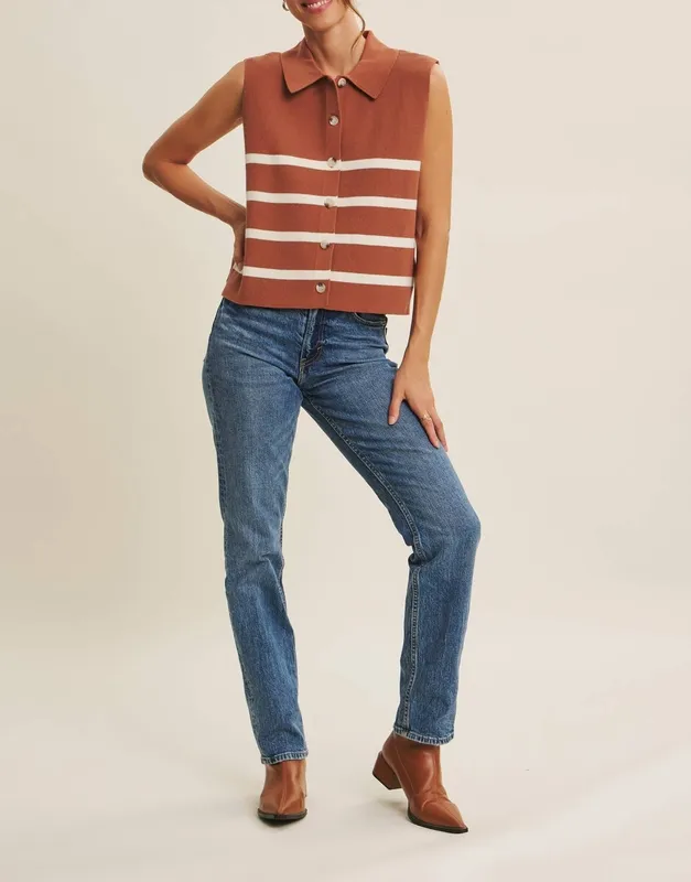 Ribbed Button-Down Sweater Vest