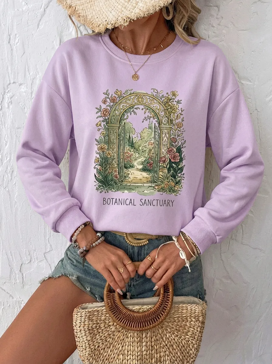 Women's Botanical Sanctuary Garden Arch Graphic Sweatshirt
