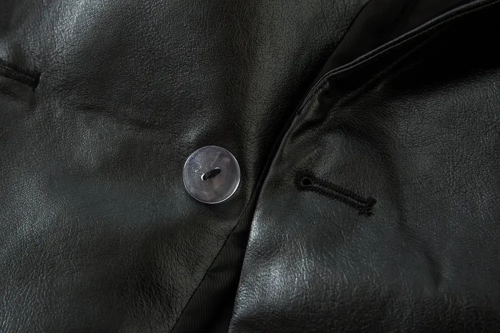 Metal Button Leather Blazer