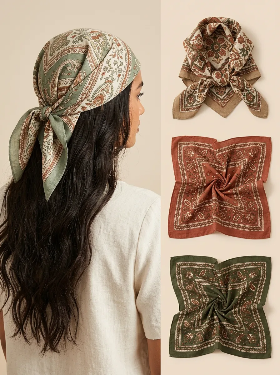 Versatile Floral Paisley Bandana Headscarf Trio