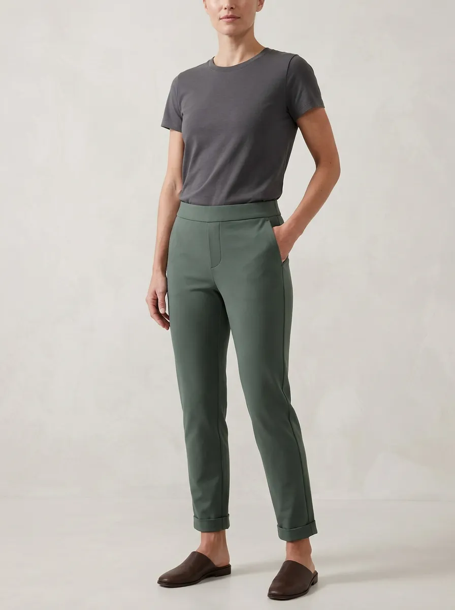 Refined High-Stretch Casual Mid-Rise Stretch Pants