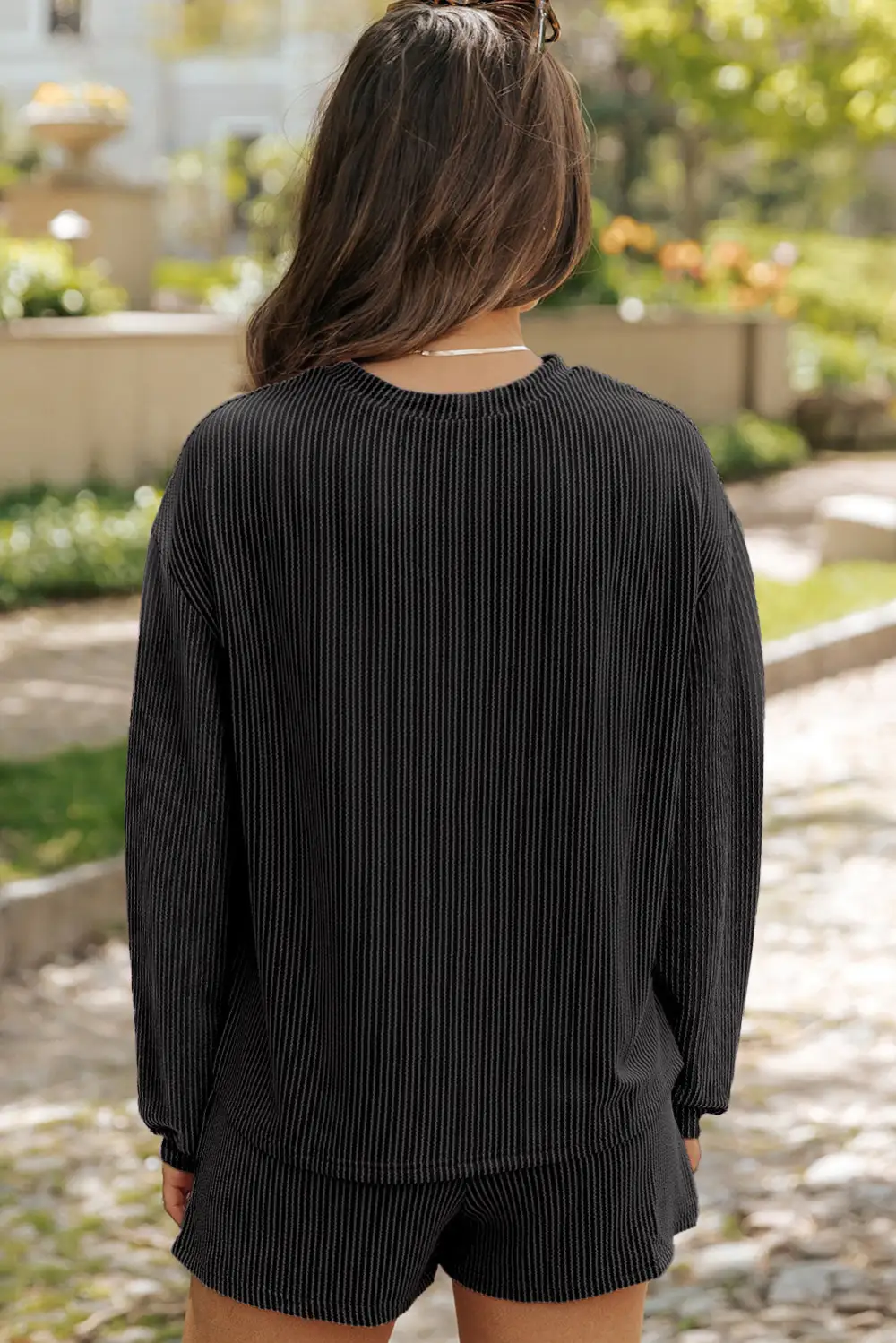 Knit Long Relaxed Shorts Lounge Set