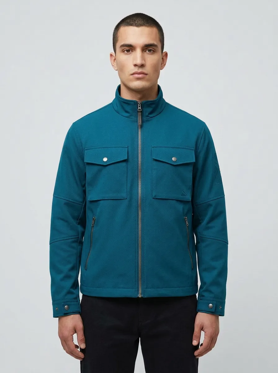 Men's Tactical Utility Navy Blue Zip-Up Field Jacket