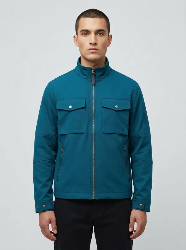 Men's Tactical Utility Navy Blue Zip-Up Field Jacket