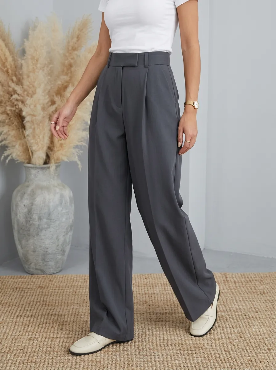 Pleated Draped Women's Wide-Leg Trousers
