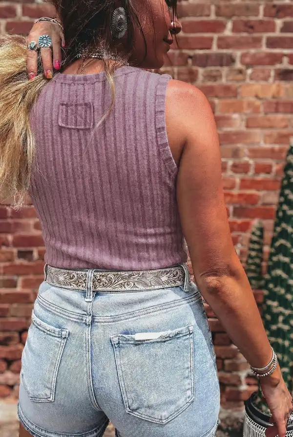 Relaxed Slim Ribbed Mineral Wash Tank Top