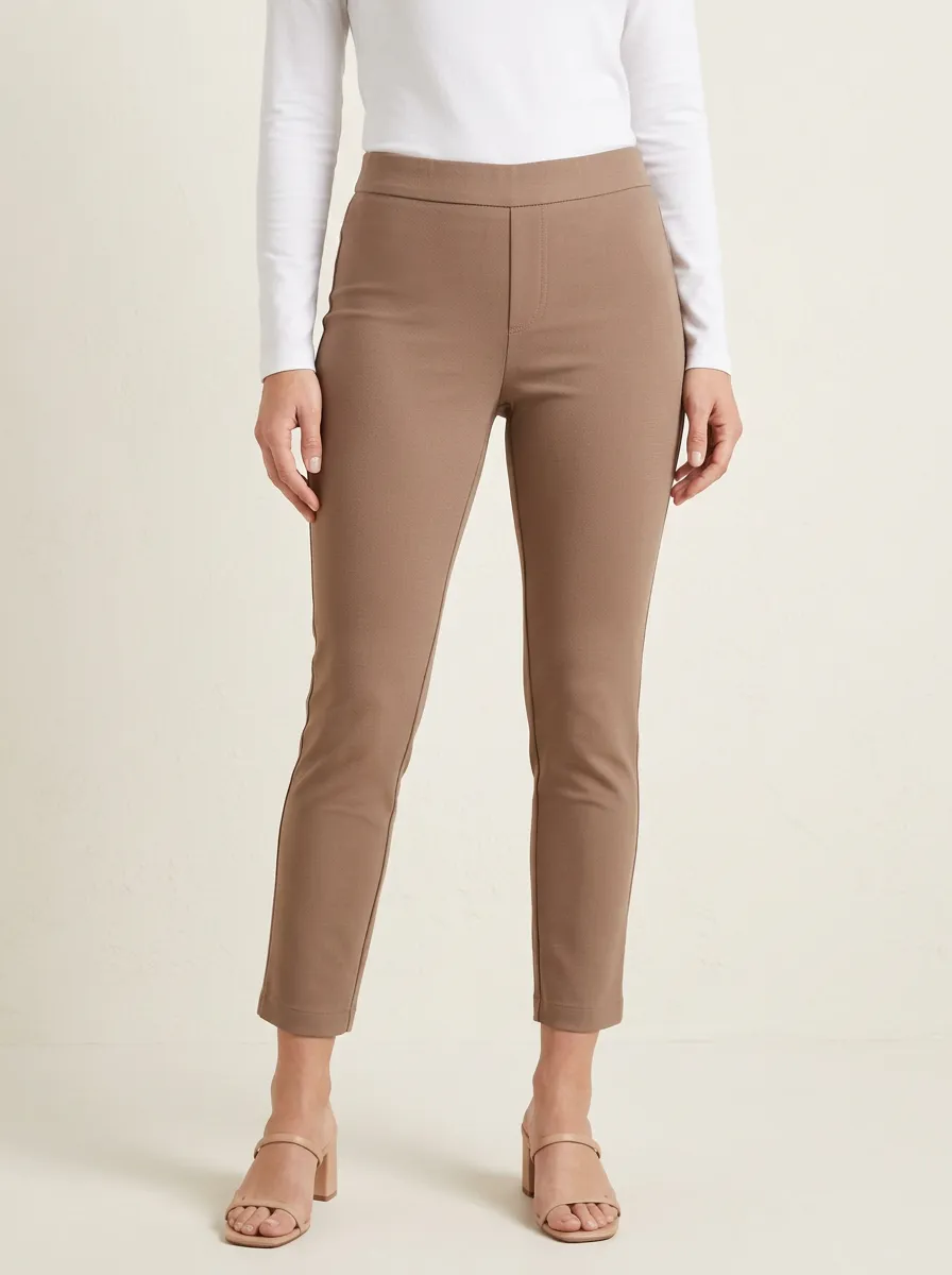 Mid-Rise Slim-Fit Casual Women's Stretch Mid-Rise Pants