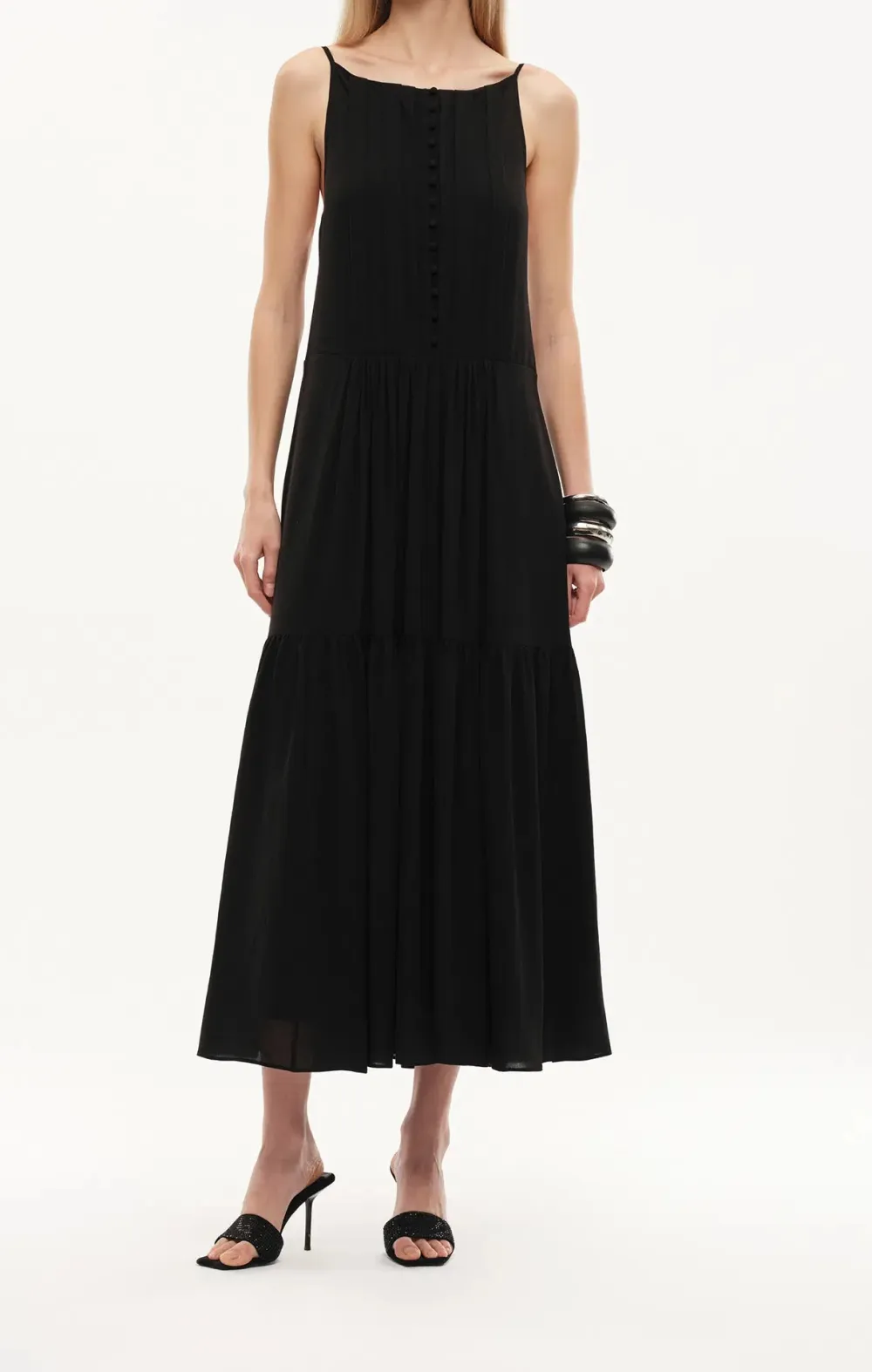 Pleated Maxi Slip Dress
