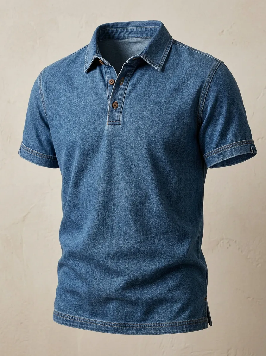 Detail Vintage-Inspired Men's Polo Shirt