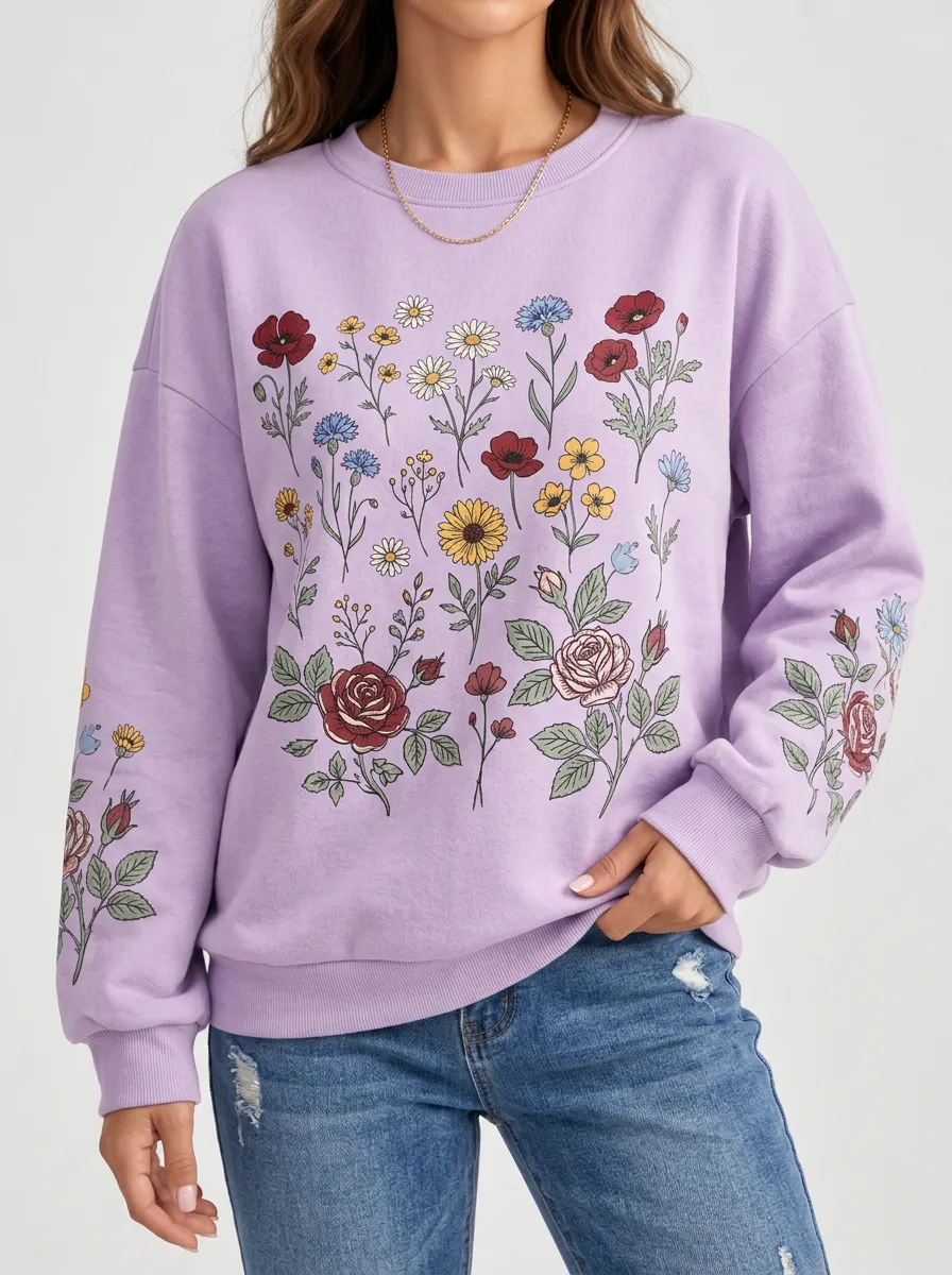 Women's Floral Inspired Graphic Sweatshirt