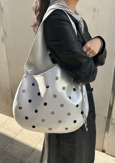 Eyelet Detail Punched Shoulder Bag