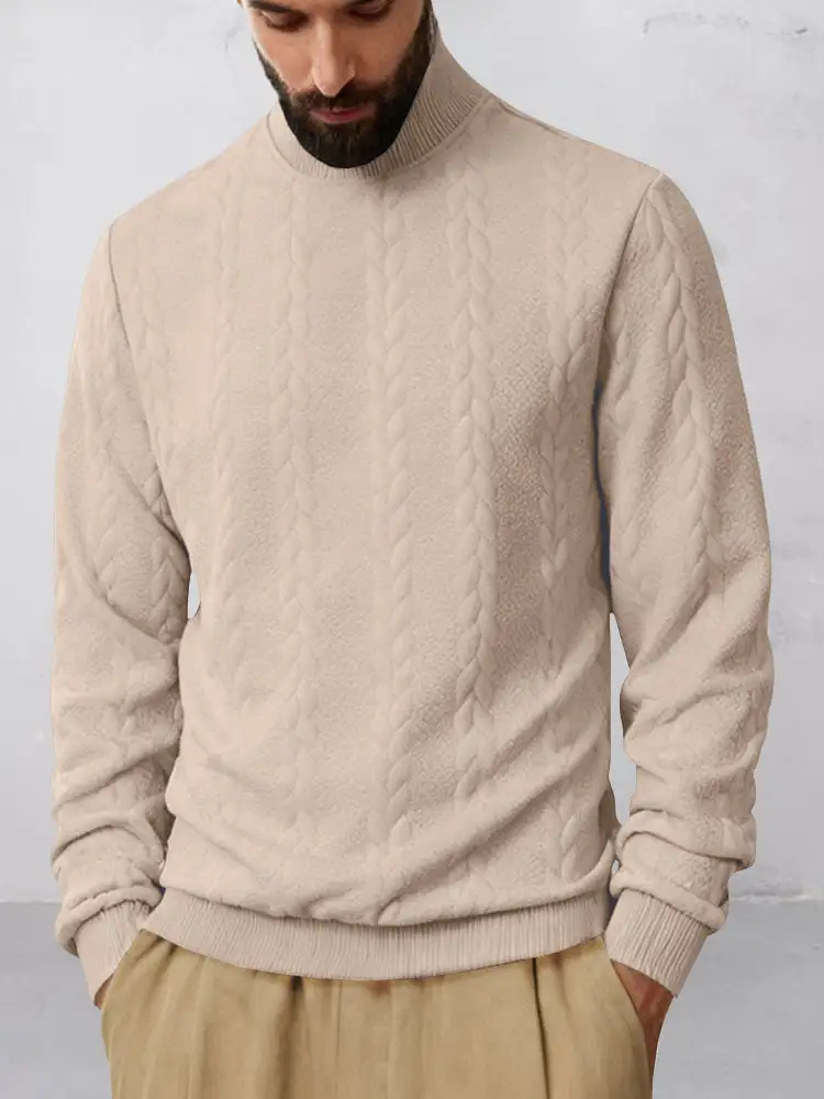 Waffle Knit Jacquard Ribbed Hoodie