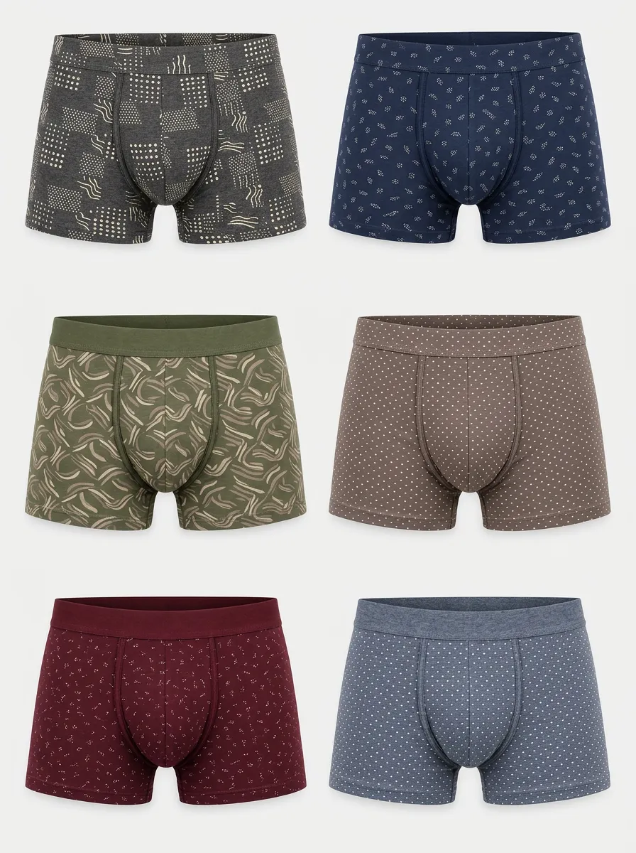 Men's Ridge Geometric Patterned Multi-Pack Printed Boxer Briefs