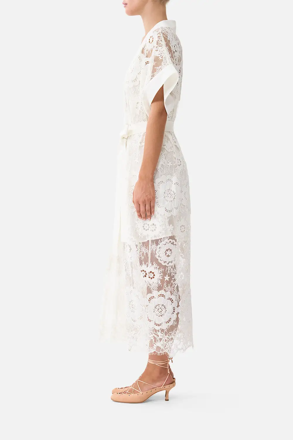 V-Neck Kaftan with Tie Waist Lace