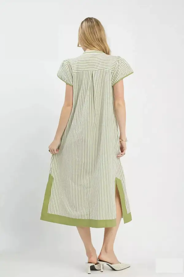 Midi Dress with Lace Trim