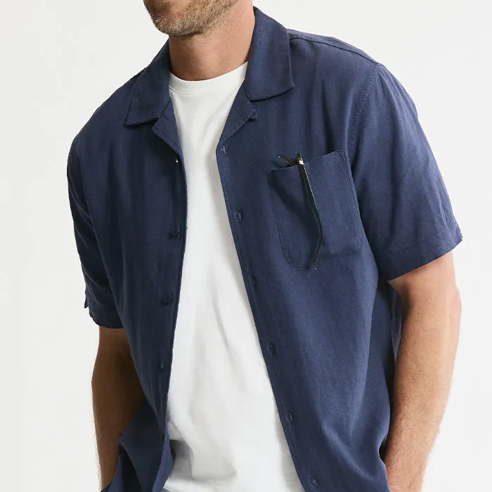Linen Blend Short Sleeve Camp Shirt