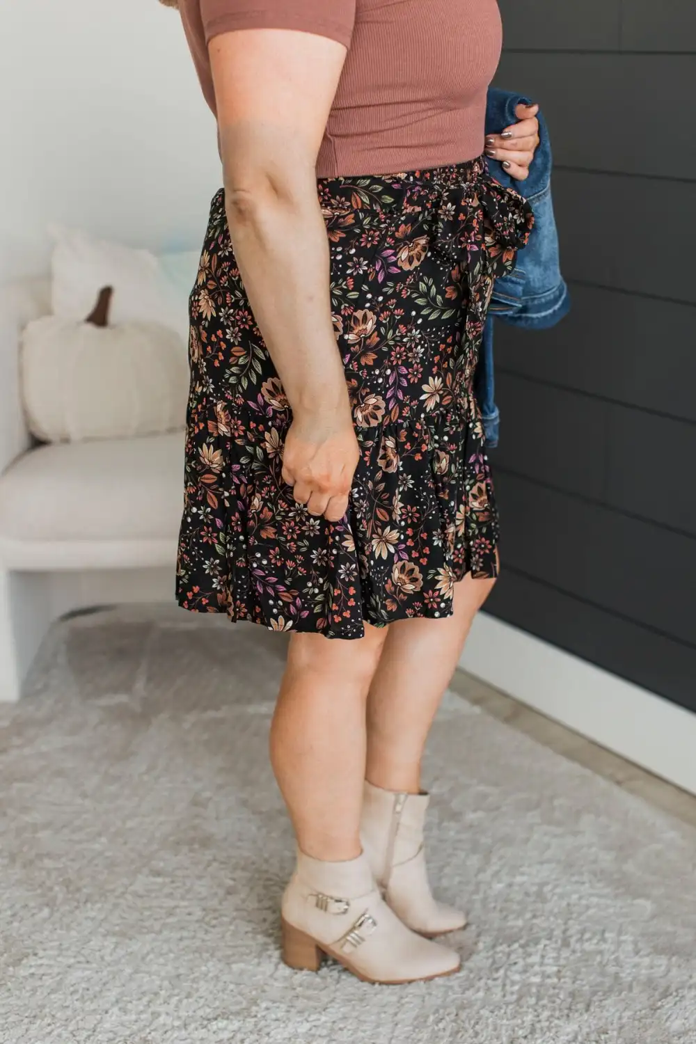 Elastic Waist Floral Everyday Relaxed Skirt