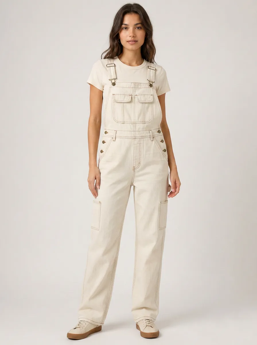 Women's Minimal Cargo Denim Overalls