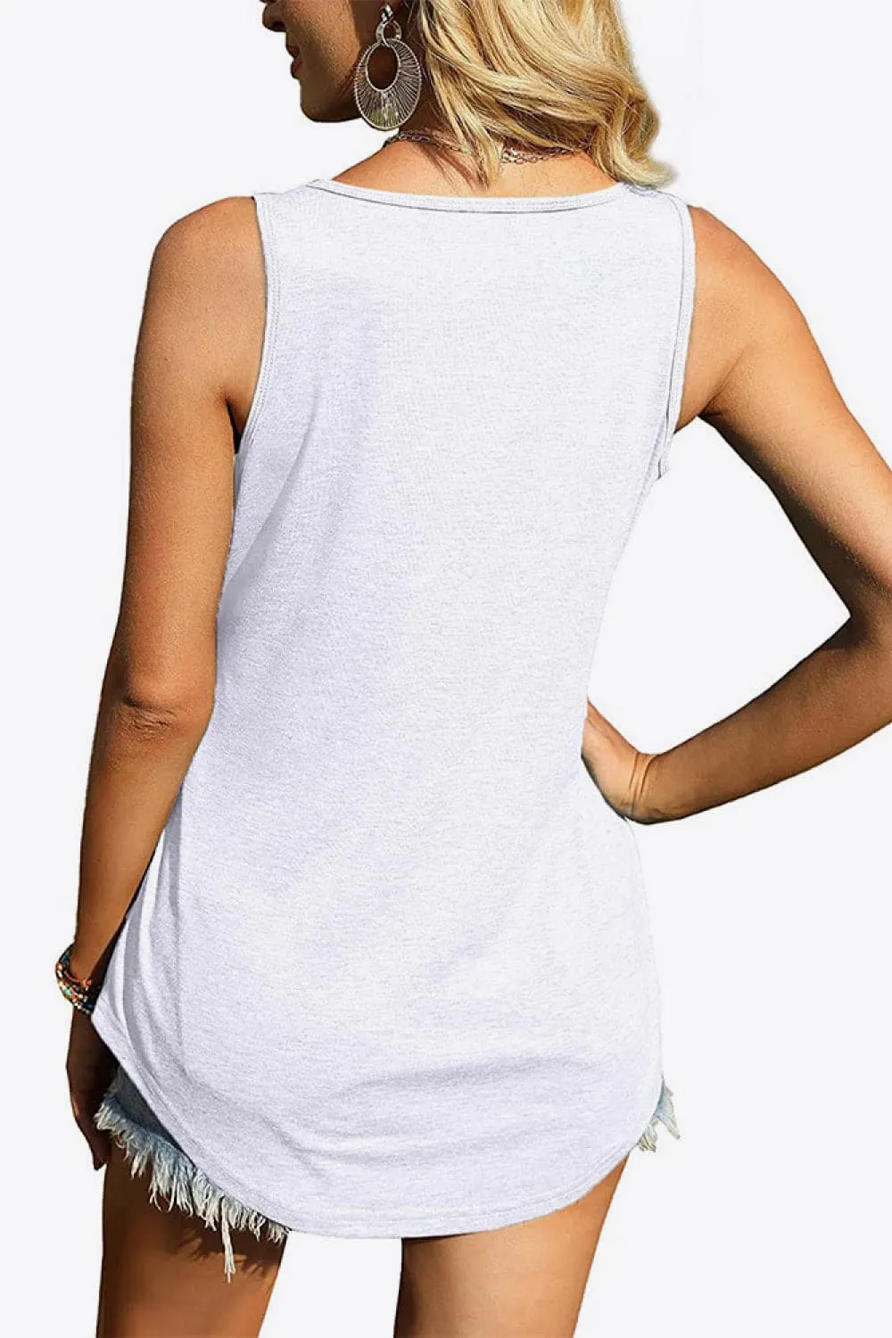 Curved Hem Square Neck Tank Top