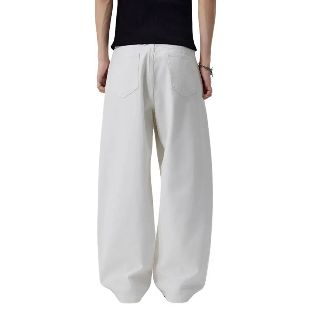 Relaxed Fit Wide Leg High Waist Men's Casual Pants
