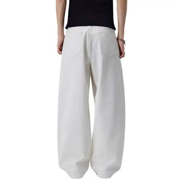 Relaxed Fit Wide Leg High Waist Men's Casual Pants