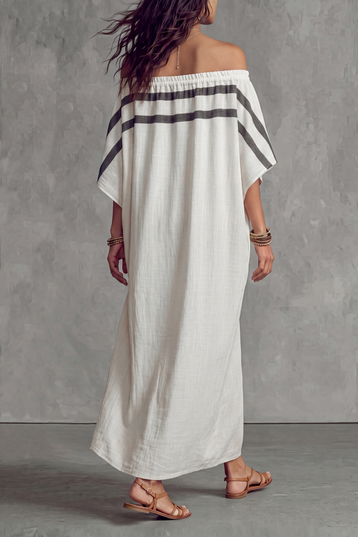Batwing Sleeve Striped Maxi Dress