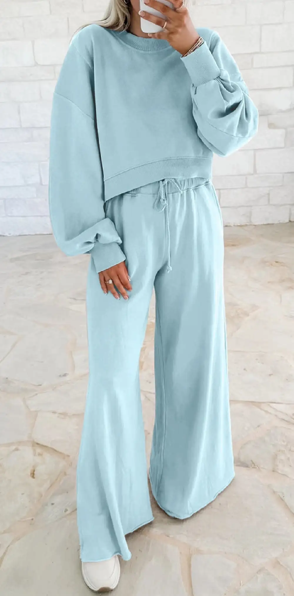 Roomy Drawstring Wide Leg Matching Set