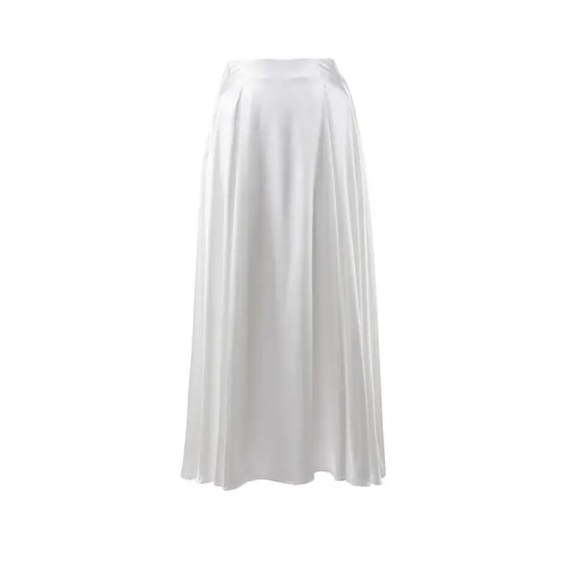Easy-Wear High Waist Satin Long Skirt