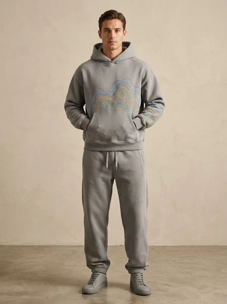 Men's Outdoor Adventure Topographic Map Printed Track Suits