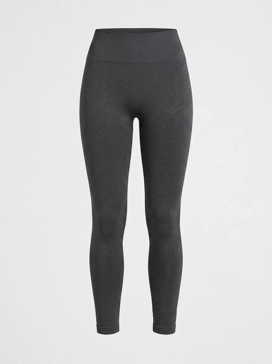 Women's Yoga Fitness Black Wavy Texture Printed Leggings