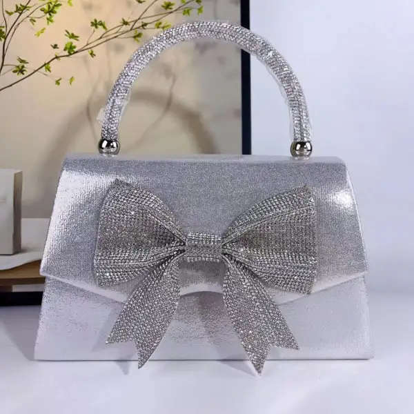 Rhinestone Bow Detail Clutch Bag