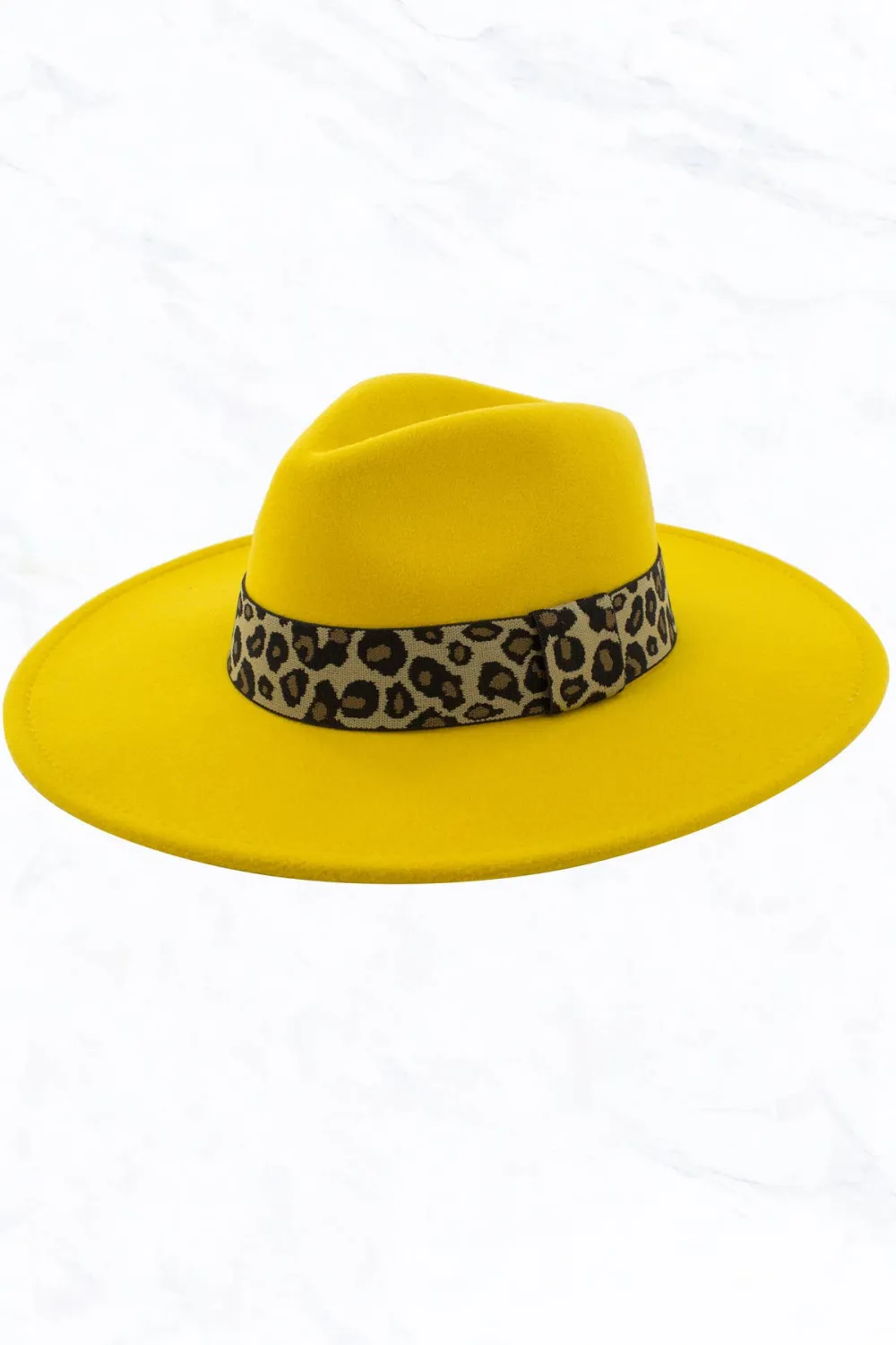 Big Brim Peach Heart Top Jazz Hat Wide Leopard Belt