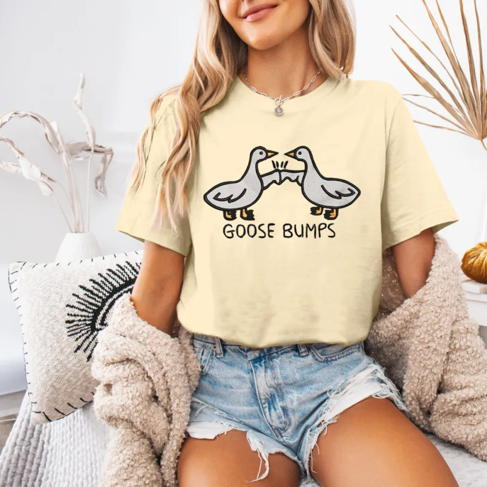 Embroidered Goose Pair T-Shirt