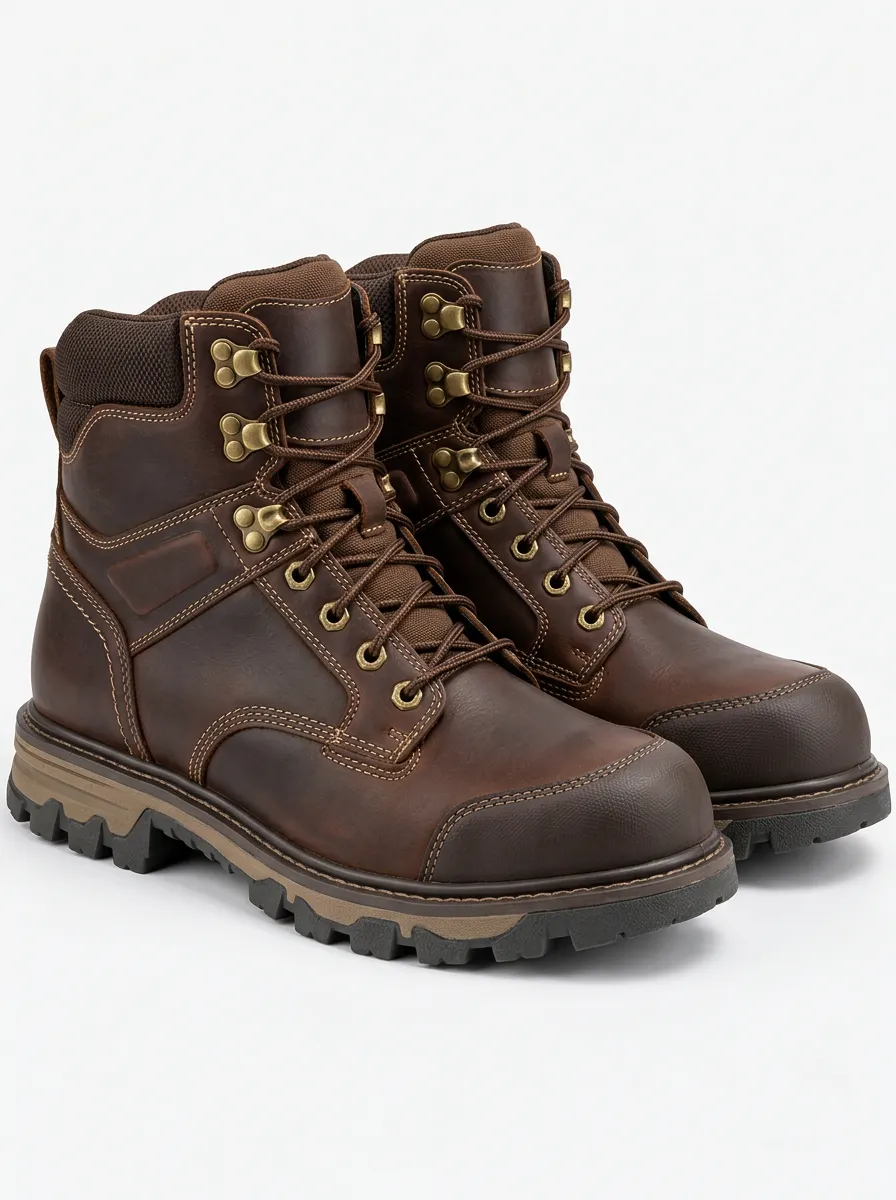 Men's Outdoor Work Boots with Leather Styling
