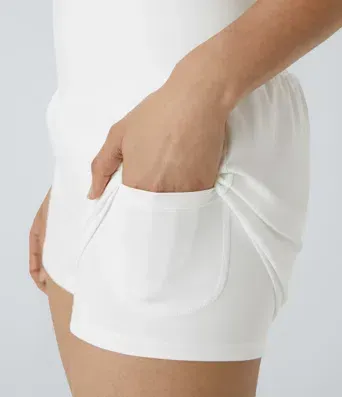 2026🔥 UK Super High Waisted Back Pocket & Side Hidden Pocket 2-in-1 Yoga Shorts
