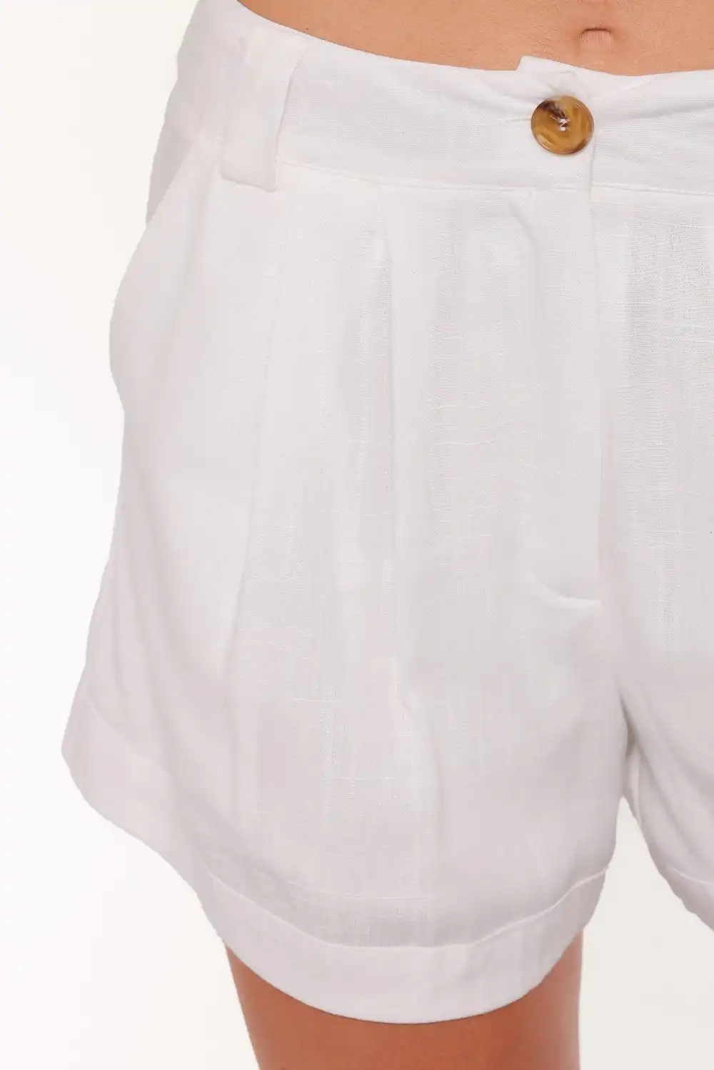 Classic Linen Blend High Waist Pleated Casual Shorts